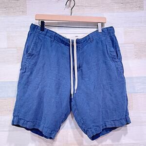 TOMMY BAHAMA Linen Blend Drawstring Chino Shorts Blue Casual Vacation Mens Large